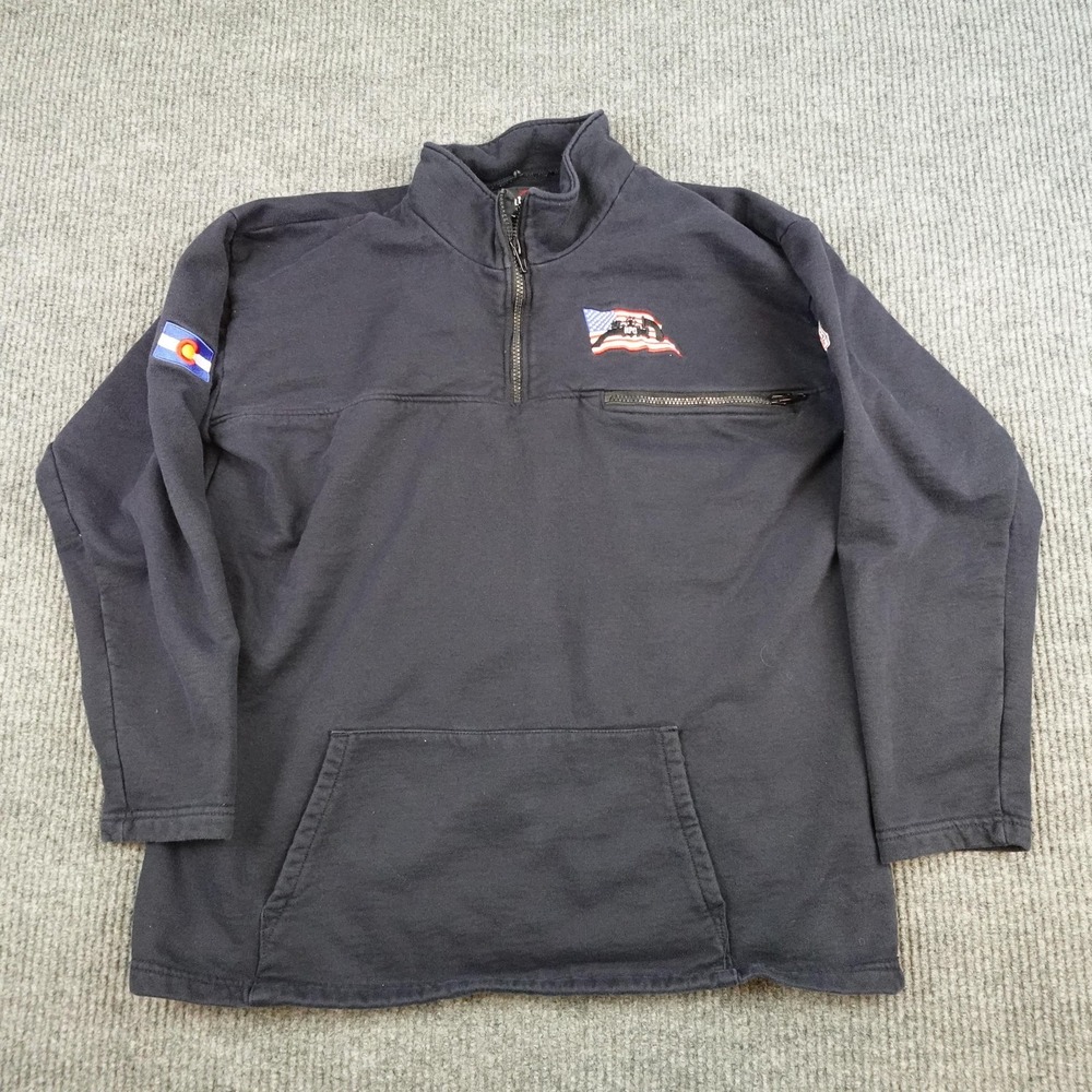 Bulwark Sweatshirt Mens XL Blue 1/4 Zip Fleece Pullover FR USA Flag Colorado